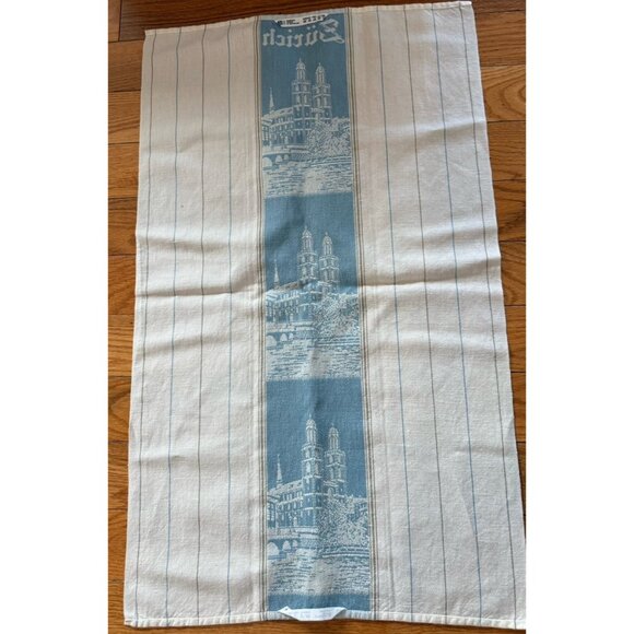 Zurich Switzerland Swiss Souvenir Embroidered Linen Tea Towel 31.5” x 19” - Picture 7 of 9
